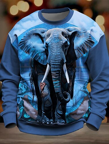  Voor heren dier Olifant Sweatshirt Lange mouw Trui Stoppen Dagelijks Casual 3D-afdrukken Vakantie Feestdagen Uitgaan Afdrukken Lente & Herfst