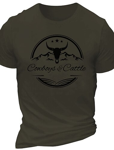  Herren Cowboy T Shirt T-Shirt 100% Baumwolle Kurzarm Grafik Hemd Schwarz Weiß Burgunderrot Bequemes T-Shirt Sport im Freien Ferien Modedesigner-Kleidung