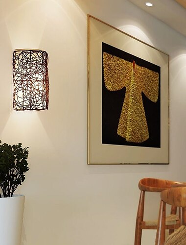  Arandelas de parede modernas arandela de vime luminária de parede interna luminária de parede para sala de estar sala de jantar quarto de estudo escadas de banheiro