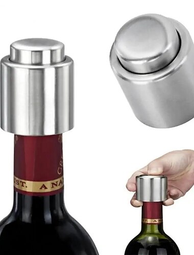  Tapones de vino conservadores de vino, tapón de botella de acero inoxidable, sellador de tapa de vino al vacío, herramientas de bar, accesorios de cocina