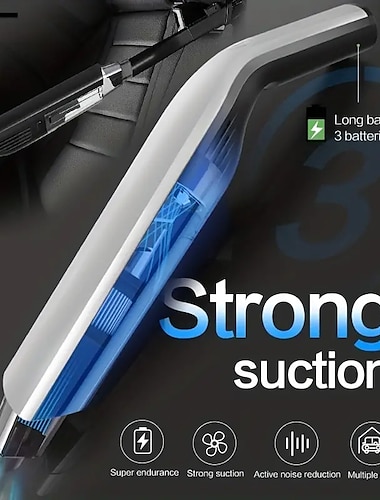  Aspirador Aspirador de mano para automóvil de alta potencia para interiores y automóviles, seco y húmedo, carga inalámbrica de doble uso, tres baterías, plumero de limpieza para el hogar de gran