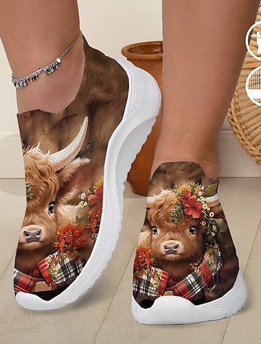 Femme Basket Slip-Ons Imprimer des chaussures Chaussures d'impression Grandes Tailles Extérieur du quotidien Floral À motifs d'animaux Eté Hiver Talon Plat Bout rond Bout fermé Mode Décontractées