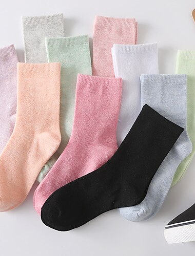  10 pares mujer calcetines cortos trabajo diario vacaciones color sólido poliéster deportivo simple clásico casual / diario calcetines