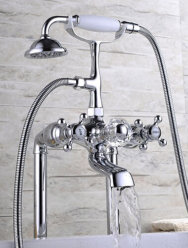  Robinet de baignoire - Moderne contemporain Plaqué Baignoire romaine Soupape céramique Bath Shower Mixer Taps