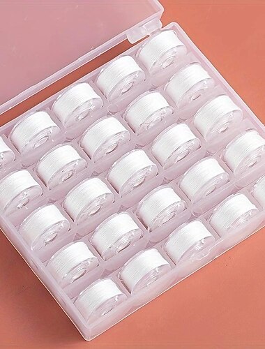  25/36 pièces/ensemble canette avec fil à coudre, bobines de couleur en boîte 25/36 grilles, remplacement pratique, installation simple, ménage pour machine à coudre