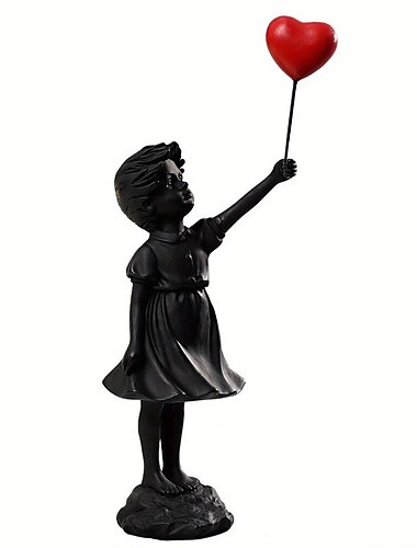  Statuie fetiță cu balon - sculptură de artă modernă pentru decorarea casei, sculptură în figuri din rășină, ornamente de artizanat, sufragerie dulap tv raft de colecție decor de colecție, decor acasă, cadou de Crăciun