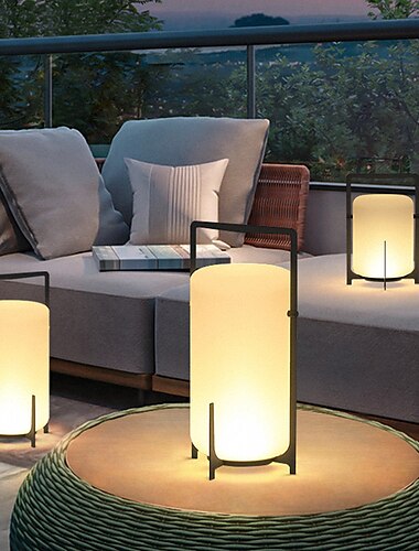  Lámpara de pie para exteriores, lámpara de pie para exteriores, decoración exterior de ratán impermeable para patio, adecuada para porche, patio, jardín, terraza, césped