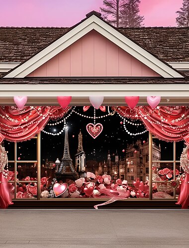  Huwelijksbuitendecoraties Garage Deur Cover Banner Parijs Datum Grote Achtergrond Decoratie voor Buitendeur Garage Deur Thuis Wanddecoraties Evenement Feest Parade