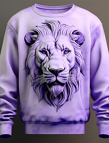  Per uomo Pop art Leone Felpe Felpa pullover Manica lunga Felpa Girocollo Di tendenza Giornaliero Informale Stampa 3D Da mare Per eventi Per uscire Stampa Primavera & Autunno