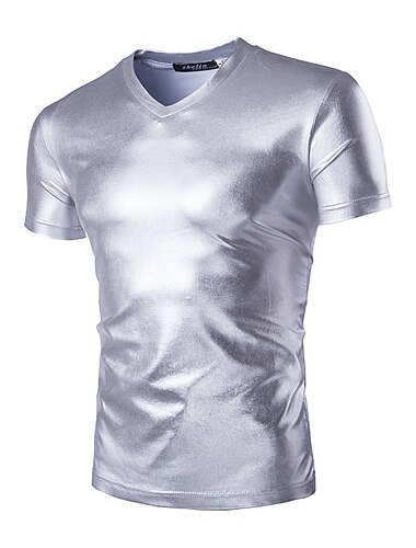  Retro vintage Jaren '80 Metallic T-Shirt Schijf Effen Kleur Ronde hals Voor heren Carnaval Prestatie Club Prideparade Volwassenen T-shirt Zomer