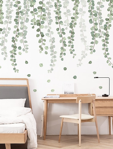  ملصقات حائط للخصر من النباتات الخضراء الطازجة للصيف قطعة واحدة 30*90 سم*2 قطعة