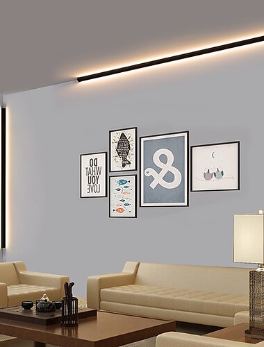  Schwarze lange LED-Wandleuchte, moderne, schlichte Wandleuchte für die Ecke, Innenwandleuchten aus Aluminium, Dekorleuchte für Schlafzimmer, Eingang, Wohnzimmer