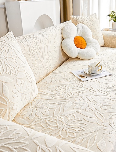  gebloemde jacquard bankhoes stretch hoezen zachte duurzame bankhoes 1 stuk spandex stof wasbare meubelbeschermer geschikt fauteuil zitting/loveseat/bank/xl bank/l-vormige bank