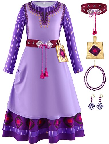  Toive Prinsessa Asha Mekot Cosplay-Asut Asut Anime Cosplay Elokuva-cosplay for Tyttöjen Lasten Karnevaali Naamiaiset