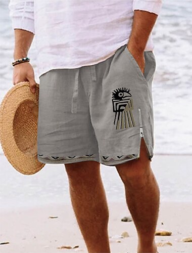  Herre Grafiske tryk Badeshorts Surf shorts Medium Talje Årgang Etnisk Stil Retro / vintage Afslappet Daglig Ferie Lynlås Lomme Elastisk Talje Designer Tøj