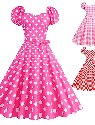  Retró 1950-es A-Line ruha Swing ruha Flare ruha Pöttyös Rács / kockás Jelmez Női Lány Álarcos mulatság Buli / Este Lánybúcsú Felnőttek Ruha Hazatérő ruhák
