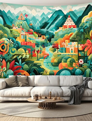  Quilten, Kunsthäuser, hängende Wandteppiche, Wandkunst, große Wandteppiche, Wanddekoration, Fotografie, Hintergrund, Decke, Vorhang, Zuhause, Schlafzimmer, Wohnzimmer, Dekoration