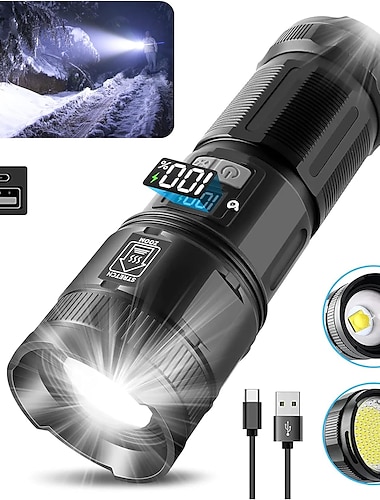  Linterna láser blanca de 40w para exteriores, linterna lep m60 superbrillante, zoom recargable por usb, iluminación de camping extralarga