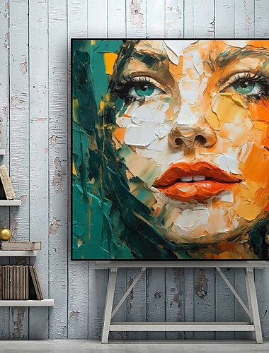  Fatto a mano Hang-Dipinto ad olio Dipinta a mano Quadrato Astratto Ritratti Moderno Senza telaio interno  (senza cornice)