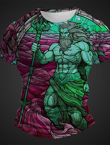  Herren Graphic Personen T Shirt Kurzarm T-Shirt 3D-Druck Rundhalsausschnitt Hemd Täglich Designer Retro Vintage Sports Outdoor Festtage Ausgehen Rote Marineblau Königliches Blau Frühling Sommer
