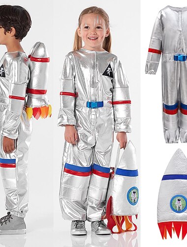  宇宙飛行士の着ぐるみ バッグ付き 2個 子供用 男の子 女の子用 コスプレ衣装 カーニバル パフォーマンス 仮装 簡単 ハロウィンコスチューム 世界本の日