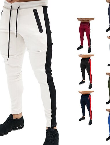  Homens Calças Calça Esportiva Calças de jogging Ao ar livre Roupa Esportiva Diário Esportes Macio Confortável Bolsos Com Cordão Cintura elástica Bloco de cor Comprimento total Moda Casual Roupas