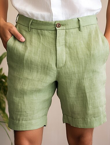  Bărbați Pantaloni Scurți Pantaloni scurți din in Pantaloni scurți de vară Fermoar Buton Buzunar Simplu Confort Respirabil În aer liber Zilnic Ieșire Modă Casual Negru Alb