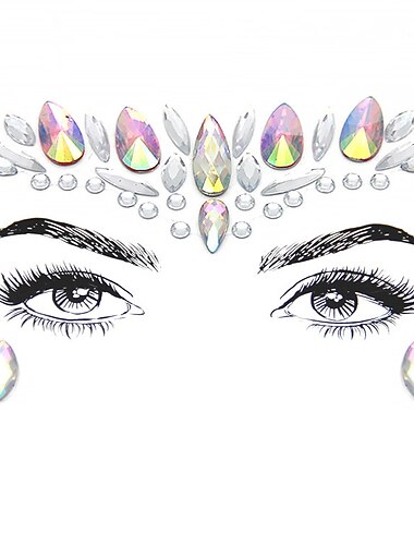  autocollants de tatouage facial de carnaval avec des autocollants de diamant en cristal danse musique autocollants de visage de diamant d'économie d'eau autocollants décoratifs de visage de diamant