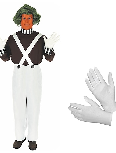  Sjakie en de chocoladefabriek Wonka oempa Loempa Cosplay kostuum Cosplay Film cosplay for Voor heren Dames Volwassenen Carnaval Maskerade