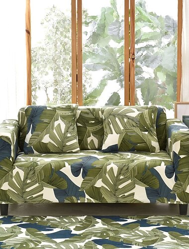  シートクッションカバー フラワー プリント＆ジャガード ポリエステル スリップカバー