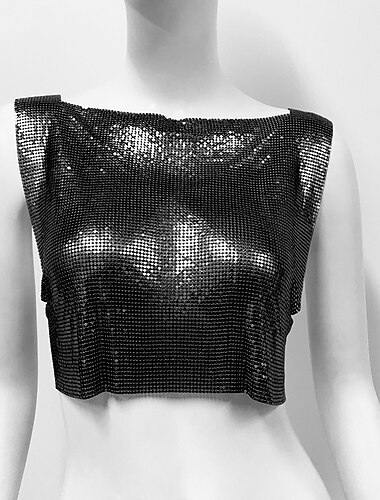  Metallisch Glitzern Sexy Bauchfreies Tanktop Disco Einfarbig Damen Party Club Erwachsene Tanktop