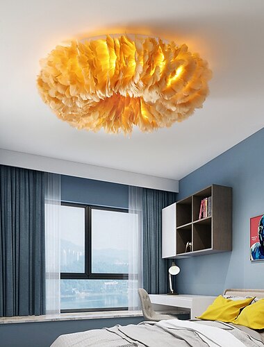  plafoniera a led 60cm lampade da camera con piume anello lampada con piume lampada a sospensione camera da letto lampada sospesa stile moderno e chic lampade a sospensione di design per soggiorno