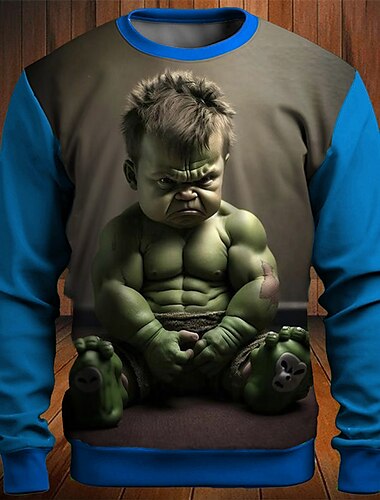  Herren Graphic Karikatur Farbblock Sweatshirts Pullover Sweatshirt Langarm Sweatshirt Rundhalsausschnitt Modisch Täglich Brautkleider schlicht 3D-Druck Urlaub Festtage Ausgehen Bedruckt Frühling