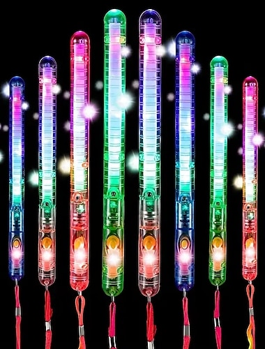  3/5/10 Stück LED-Leuchtstäbe, LED-Partystäbe, blinkendes, funkelndes Licht, mehrfarbige Leuchtstäbe, Leuchtstäbe mit Umhängeband, geeignet für Geburtstagsfeiern, kleine Geschenke für Halloween- und