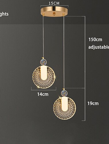  lampa cu pandantiv cu LED 1/2 lumina sticla cristal abajur creativ corpuri de iluminat de tavan din metal industrial candelabru atmosfera stil bar creativ pentru camera de zi, insula de bucatarie,
