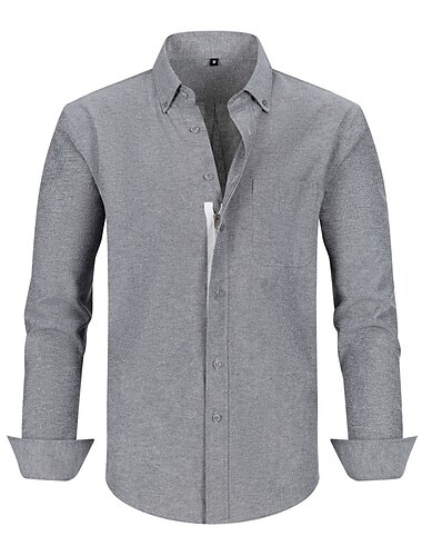  Homens Camisa Social Saia Tecido Escritório e Carreira Festa de Casamento Preto Branco Rosa Azul Marinha Manga Longa Lapela Primavera & Outono Roupa