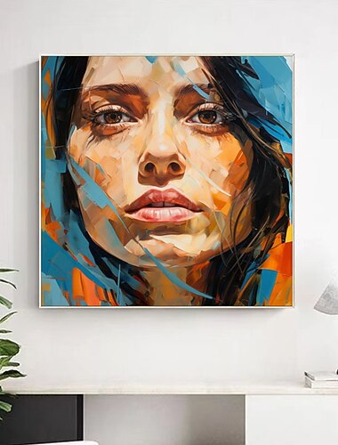  Fatto a mano Hang-Dipinto ad olio Dipinta a mano Quadrato Astratto Ritratti Moderno Senza telaio interno  (senza cornice)