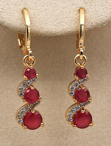  Mujer Pendientes colgantes Pendiente Estilo retro Alegría Elegante Vintage Moda Lujo Dulce Aretes Joyas Rojo claro / Verde / Arco Iris Para Boda Víspera de Todos los Santos Regalo 1 Par