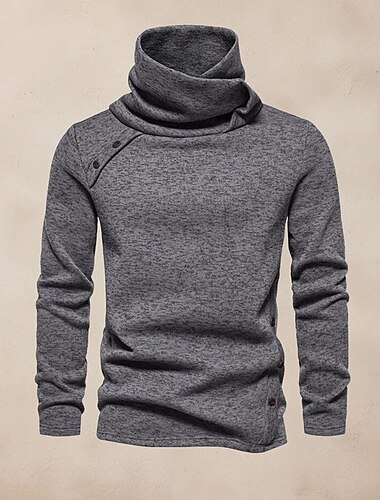  Per uomo Maglietta Camicia a Maniche Lunghe Manica Lunga Dolcevita Primavera & Autunno Semplice Moda Designer Essenziale Bottoni Vacanza Streetwear Uscire Grigio Maglietta Top per Uomo