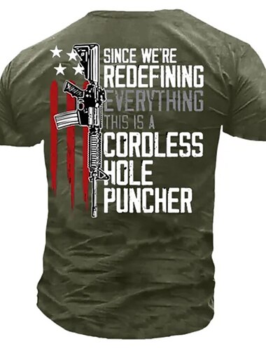  Herren Buchstabe Waffen T Shirt T-Shirt Baumwolle Kurzarm Grafik Hemd Schwarz Armeegrün Dunkelblau Bequemes T-Shirt Sport im Freien Ferien Modedesigner-Kleidung
