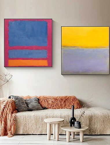  Mark rothko αυθεντικοί αφηρημένοι καλές τέχνες ζωγραφισμένες στο χέρι κίτρινοι πίνακες σε καμβά μωβ μοντέρνα ακρυλικό στυλ rothko διακόσμηση τοίχου για σαλόνι χωρίς πλαίσιο