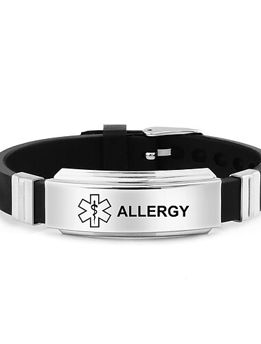  zwarte siliconen armband suikerziektearmband minimalistisch roestvrij staal ster van het leven medisch logo siliconen sportarmband voor super bolw