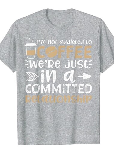  男性用 レタード ドリンク Tシャツ ティートップ コットン 半袖 グラフィック シャツ ヘザーグレー ブラック ルビーレッド 快適なTシャツ スポーツ・アウトドア 祝日 ファッションデザイナーの衣類