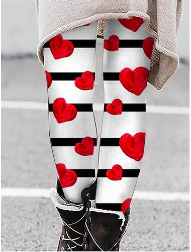 Leggings a cuore da donna per San Valentino stampa taglio alto vita alta lungo vino primavera   Leggings a cuore da donna per San Valentino stampa taglio alto vita alta lungo vino primavera