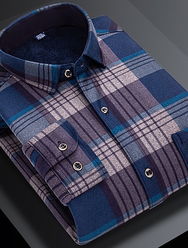  Miesten Pukupaita Tarkista paita Kauluspaita Fleece-paita Button Up paita Skottiruutukuvio Häät ulko- A B C D Pitkähihainen Sänkyjen avaus Talvi Vaatetus