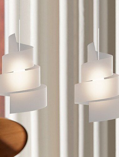  lustre simples nórdico, fonte de luz LED, luminária suspensa de três cores, luminárias em forma de espiral branca, abajur de acrílico de ferro, para sala de estar