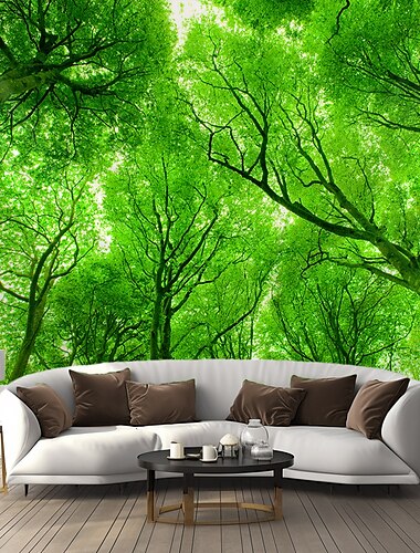  Landschaft grüner Wald hängende Wandteppich-Wandkunst, große Wandteppich-Wanddekoration, Fotografie-Hintergrund, Decke, Vorhang, Zuhause, Schlafzimmer, Wohnzimmer, Dekoration Wandtuch XXL Natur