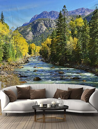  landschap bergdal hangend tapijt kunst aan de muur groot tapijt muurschildering decor foto achtergrond deken gordijn thuis slaapkamer woonkamer decoratie