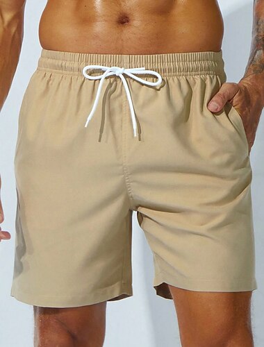  Herren Badehose Schwimmshorts Bademode Strandshorts Kurze Hosen Sport Ausgehen Wochenende Atmungsaktiv Schnelltrocknend Laufen Bequem Tasche Kordelzug mit Mesh-Futter Glatt Knielänge Gymnastik