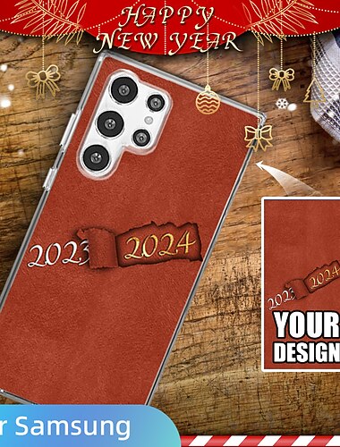  Custodia personalizzata per telefono Capodanno per Samsung Galaxy S24 S23 S22 S21 S20 Ultra Plus A54 A34 A14 A73 A53 A33 A23 A13 A72 A52 A42 A32 A22 5G 4G Design in TPU con stampa personalizzata per genitori e amici